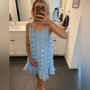 Brand New Pink Lily Light Blue Pom-Pom Dress